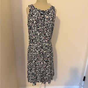 Floral Sleeveless Dress with buttons down front and elastic waist in back